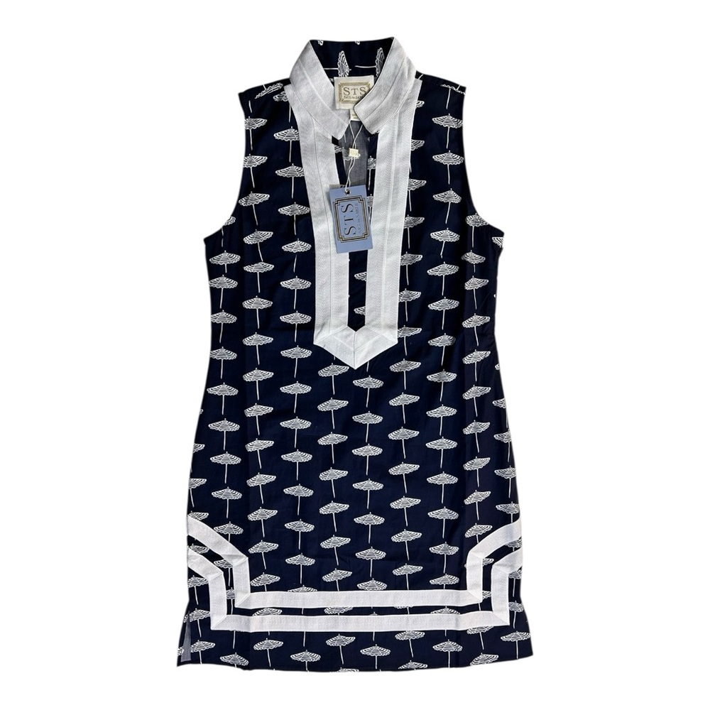 Sail to Sable Tunic Mini Dress Small Navy Umbrella Sleeveless Nautical